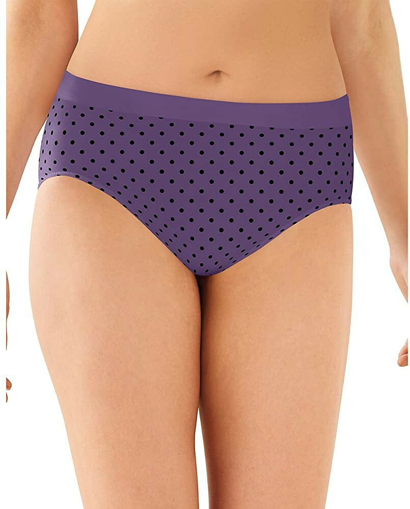 Bali Womens 2-Pack U Hi-Cut Brief Size M/6 Vista Black Dot Purple Underwears