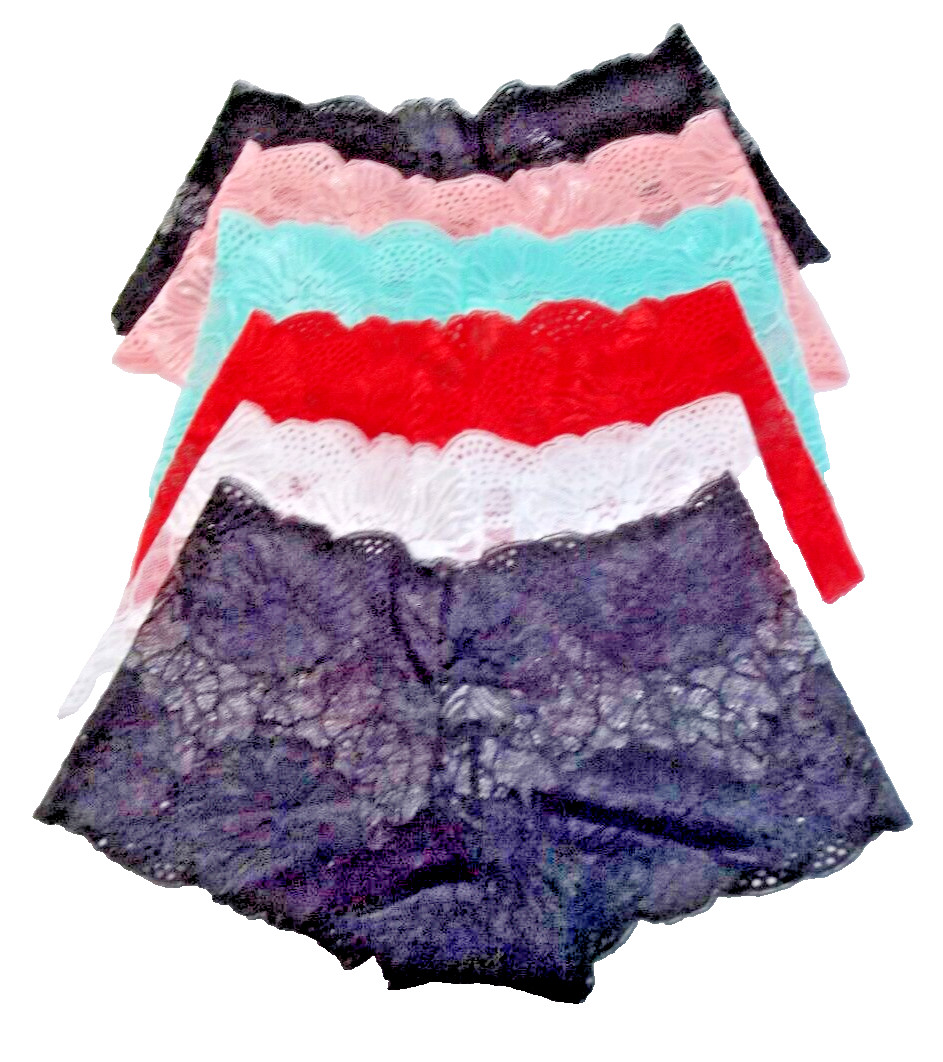 Undies Womens Lace Panties Shorts Lingerie French Knickers Underwear 6pr Med NEW