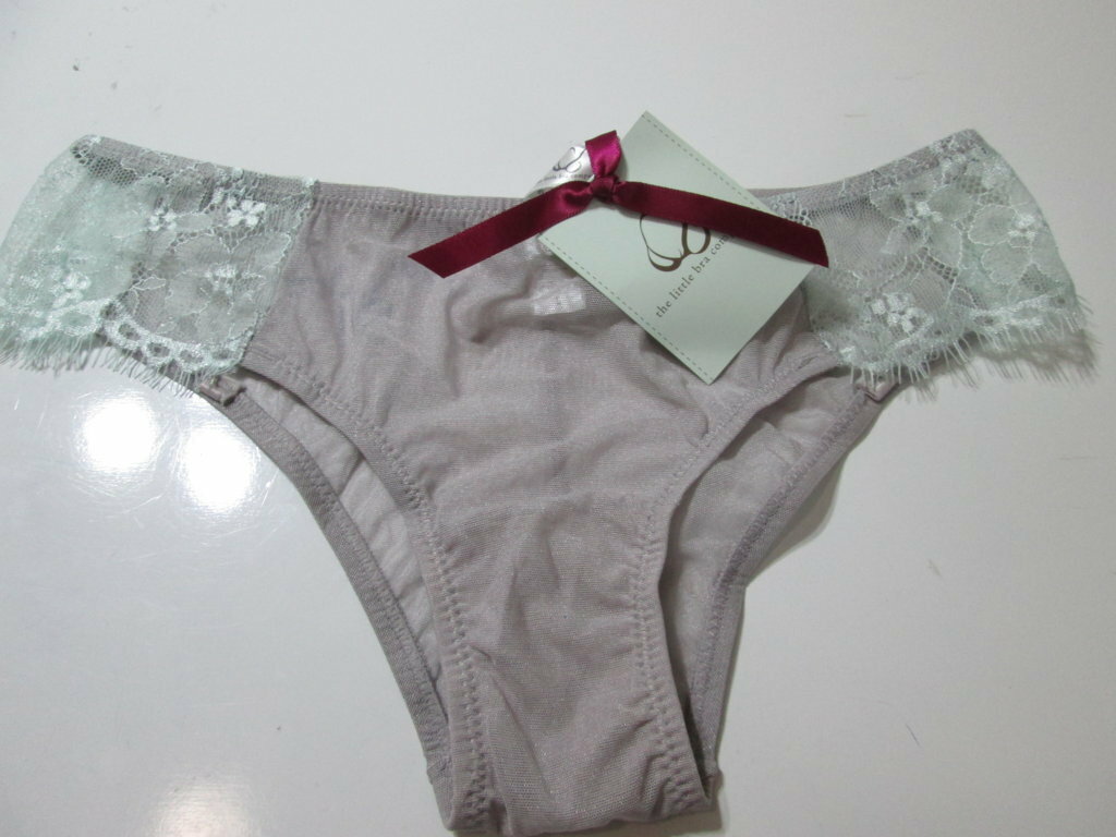 The Little Bra Company Womens Size S Panty Cheeky Gray Lace Sheer Lingerie