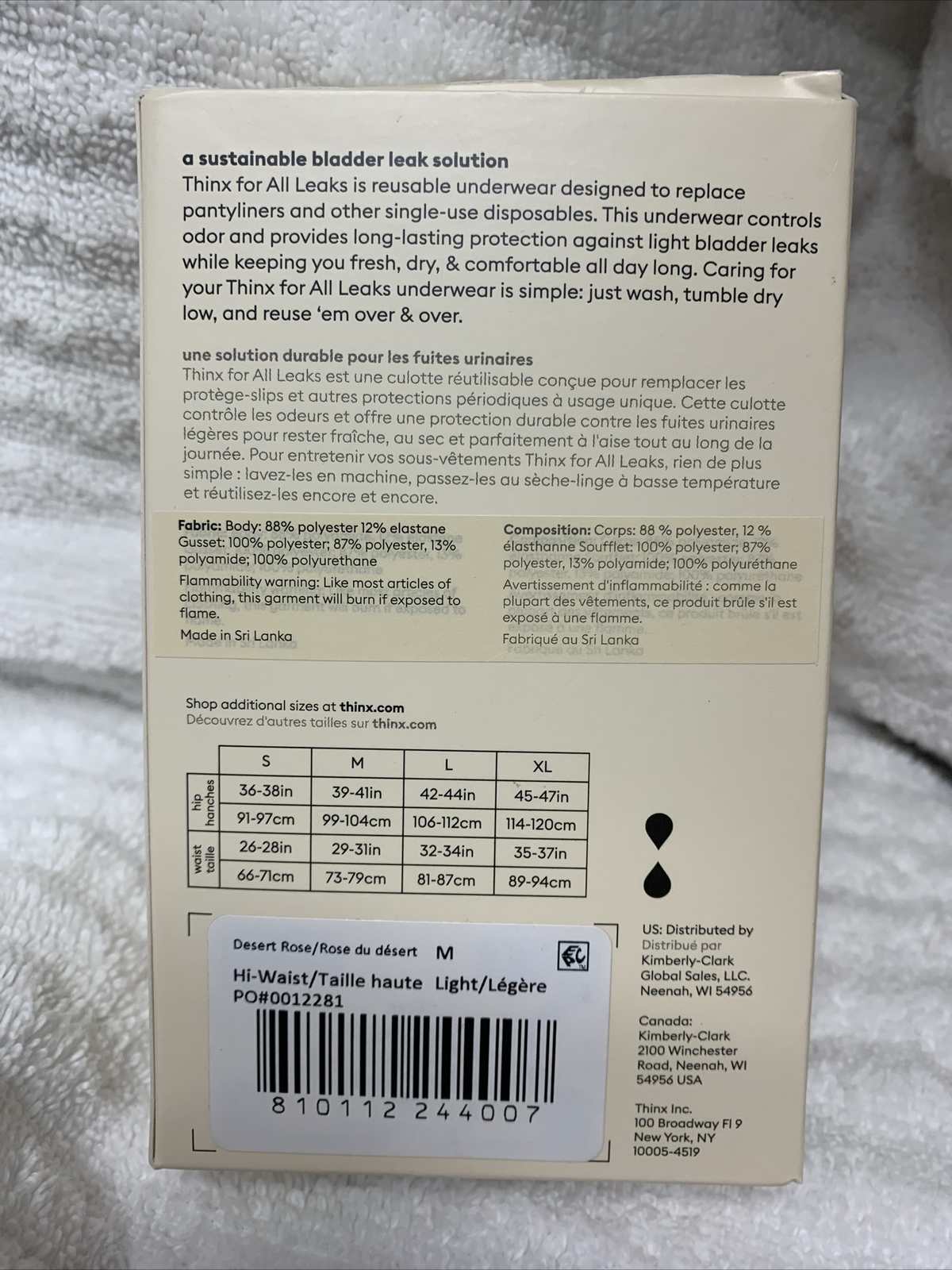 Thinx Leaks Underwear Reusable Bladder Leak, Hi-Waist, Light Absorbency, Rose