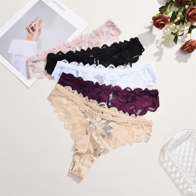 5 Pack Lot Sexy Womens Sheer Lace Panties Underwear See Through Sissy Lingeries