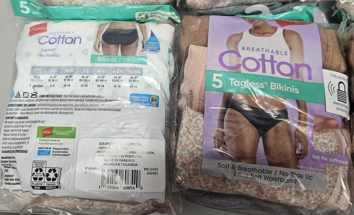SIX Pkgs of HANES Breathable Cotton Tagless Bikinis | Size 7L – Total 30 BIKINIS