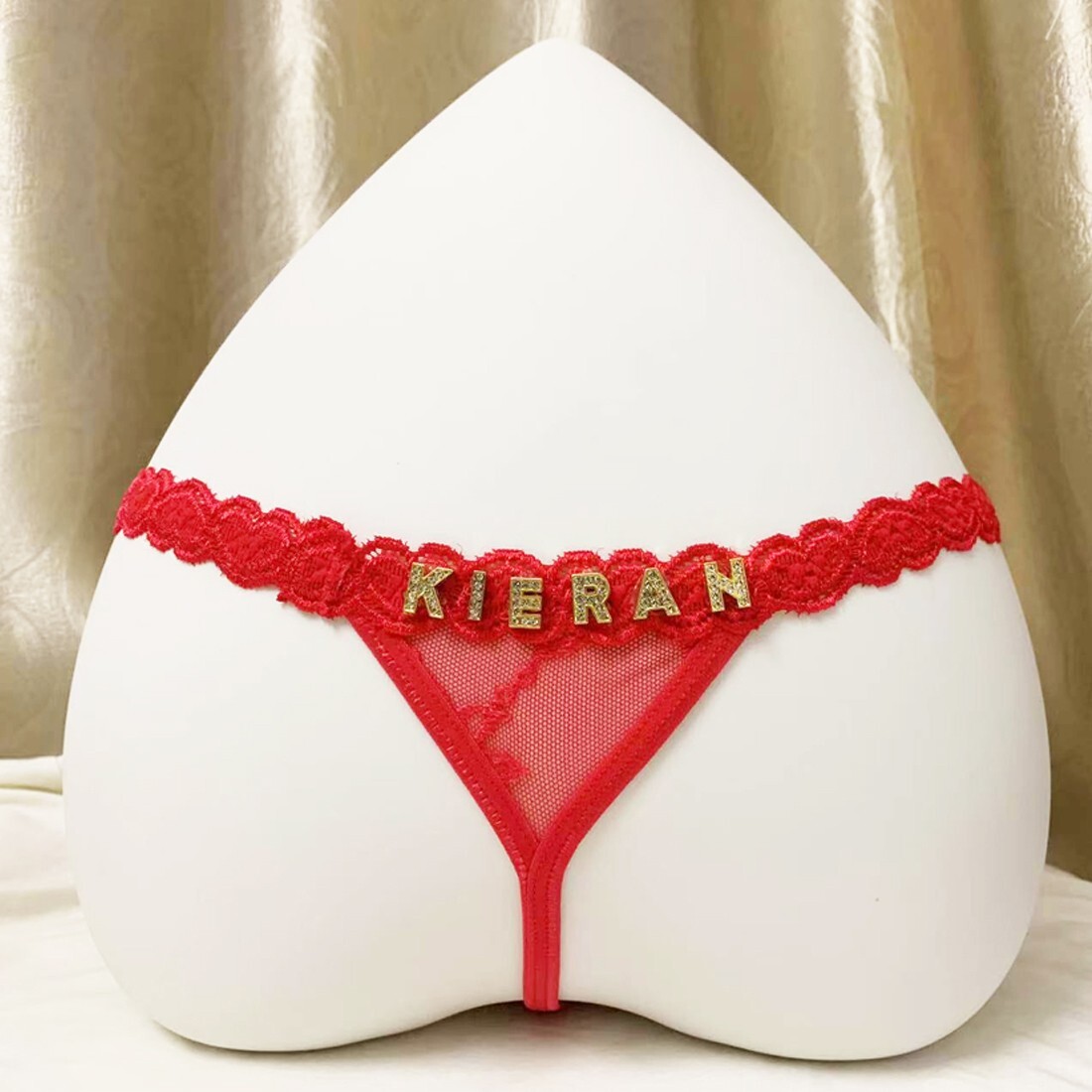 Personalized Lace Thong With Jewelry Silver Crystal Letter Name her Gift Custom