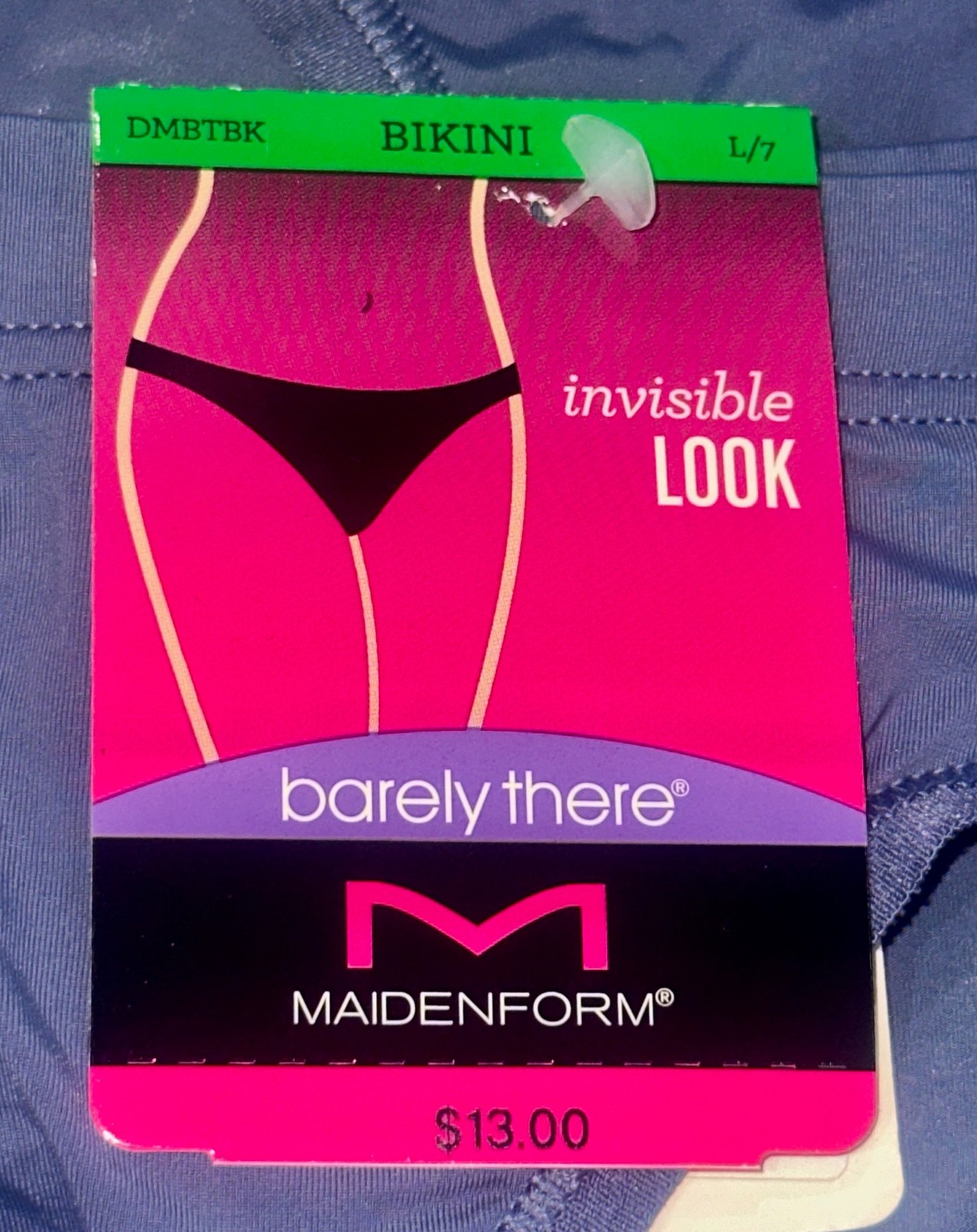 MAIDENFORM Barely There Dungaree Blue Invisible Bikini Panty Womens Sz M 6 L 7