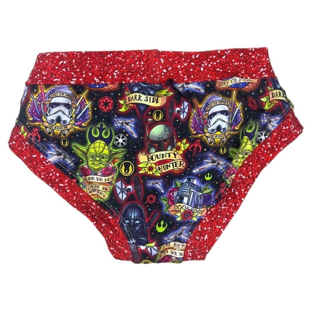 Handmade Star Wars Dark Side Briefs | Red Glitter Galaxy Cotton Panty – XS