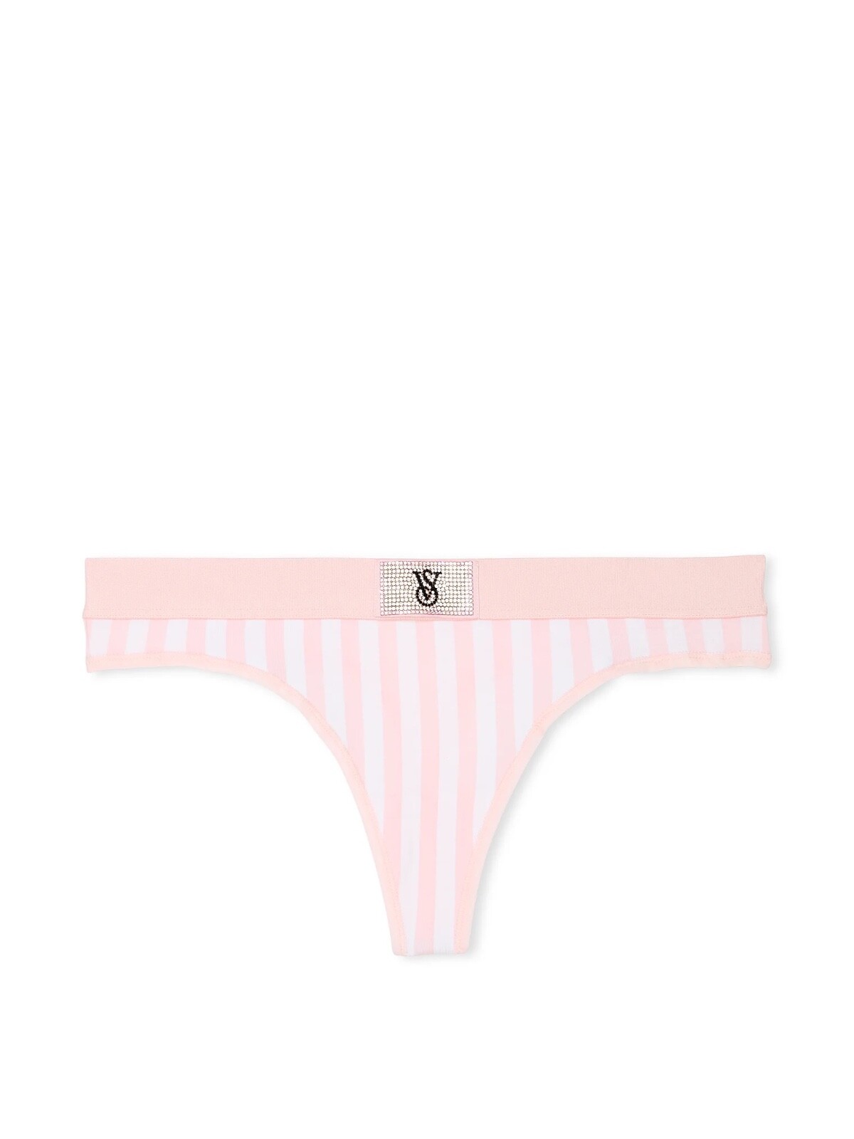 Victoria’s Secret Shine Patch Cotton Thong Panty Color Pink Stripes New