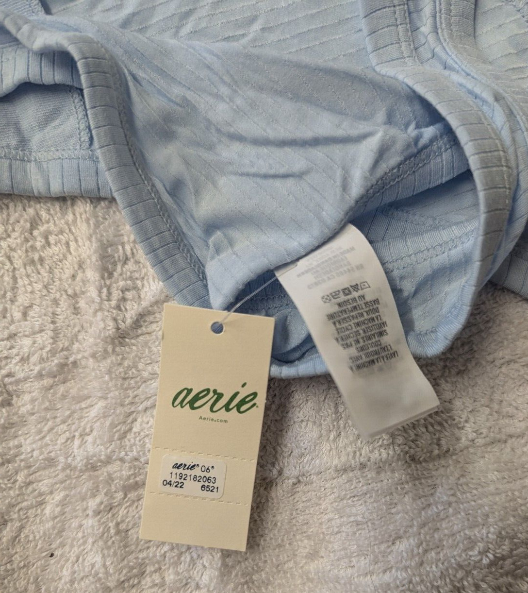 Aerie Blue Thong High Cut Ribbed Cotton Panties Size XL Women’s Underwear NEW