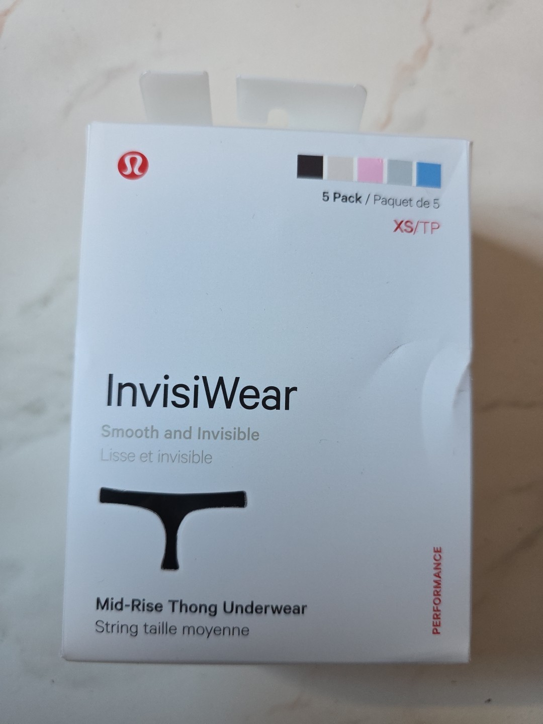Lululemon InvisiWear Mid-Rise Thong Underwear5 Pack, XS