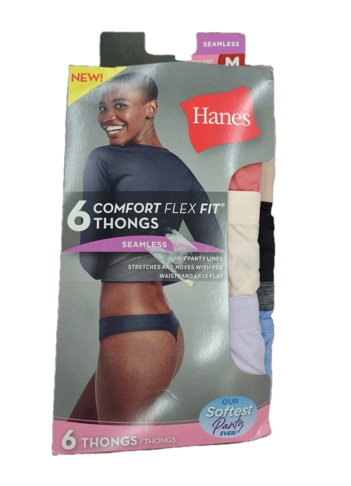 Hanes Seamless Comfort Flex Fit Thongs, 6pk, Medium