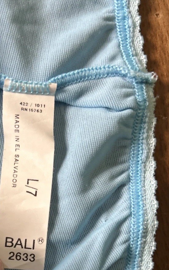 Vtg Bali Skimp Skamp Panties L Baby Blue Full Brief Nylon 2633 Second Skin Sissy