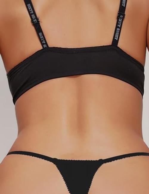 Womens Sexy Floral Lace Thong G String Underwear Cute Rose Detail T 2X Black