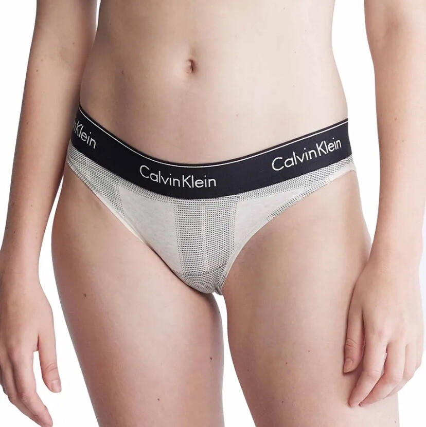 NWT Calvin Klein Women’s Modern Cotton Bikini Underwear F3787 Plaid Oatmeal