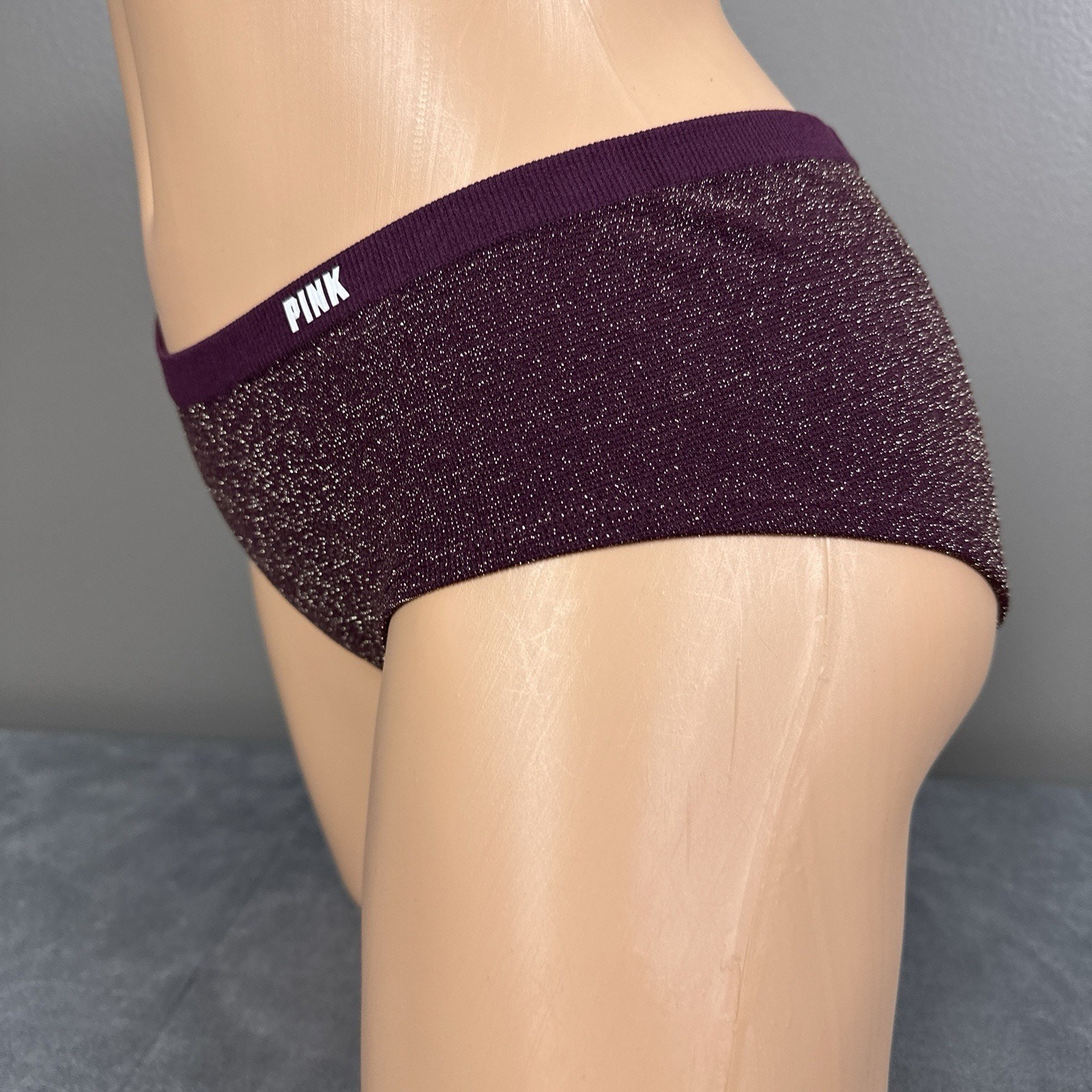 PINK Victoria’s Secret Hipster Panties Size Medium Shimmer Burgundy New Stretch