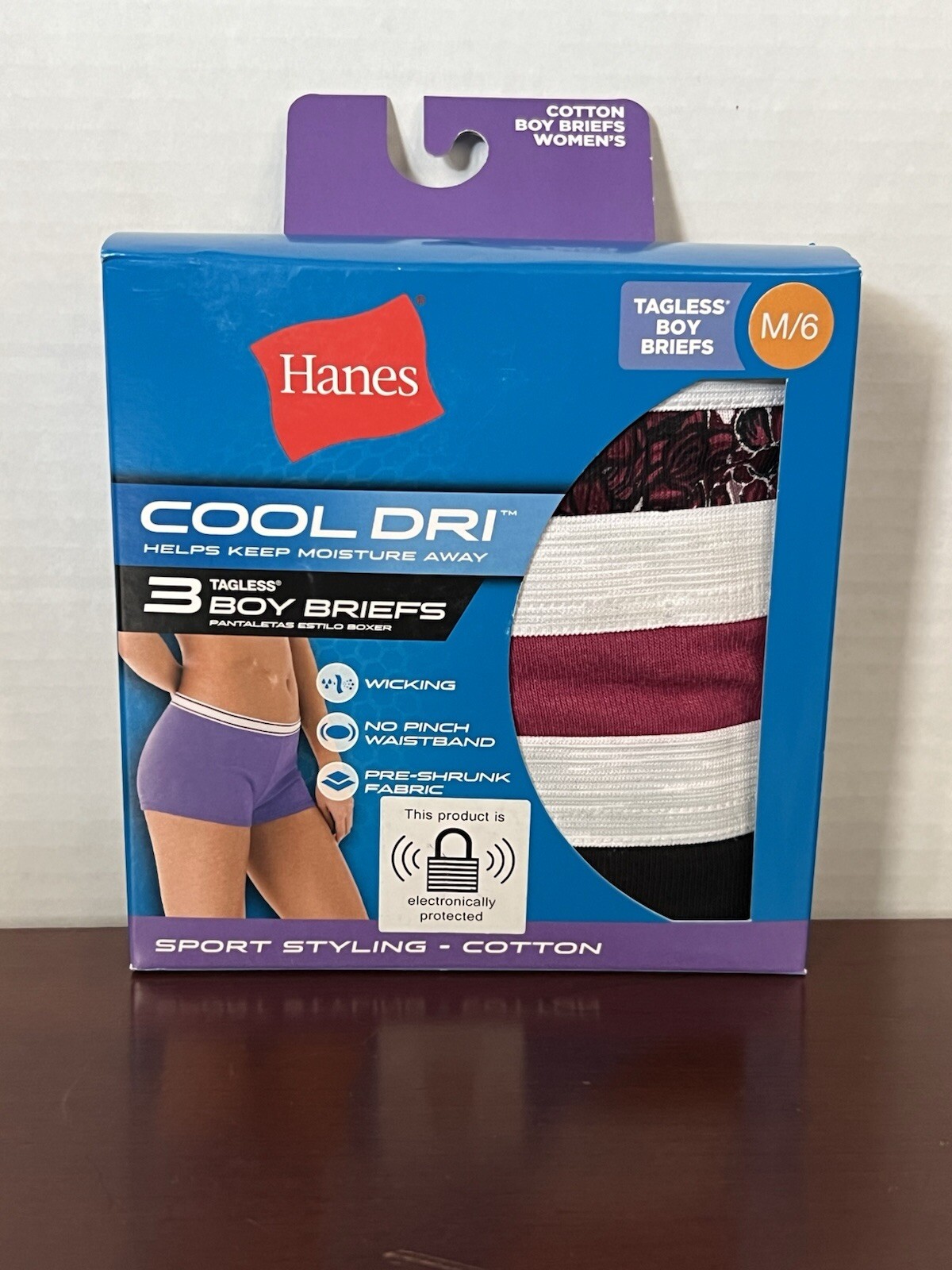 Hanes Women’s Cool-Dri Boy Briefs Panties Multi-Color Size Medium 3 Pairs NWT