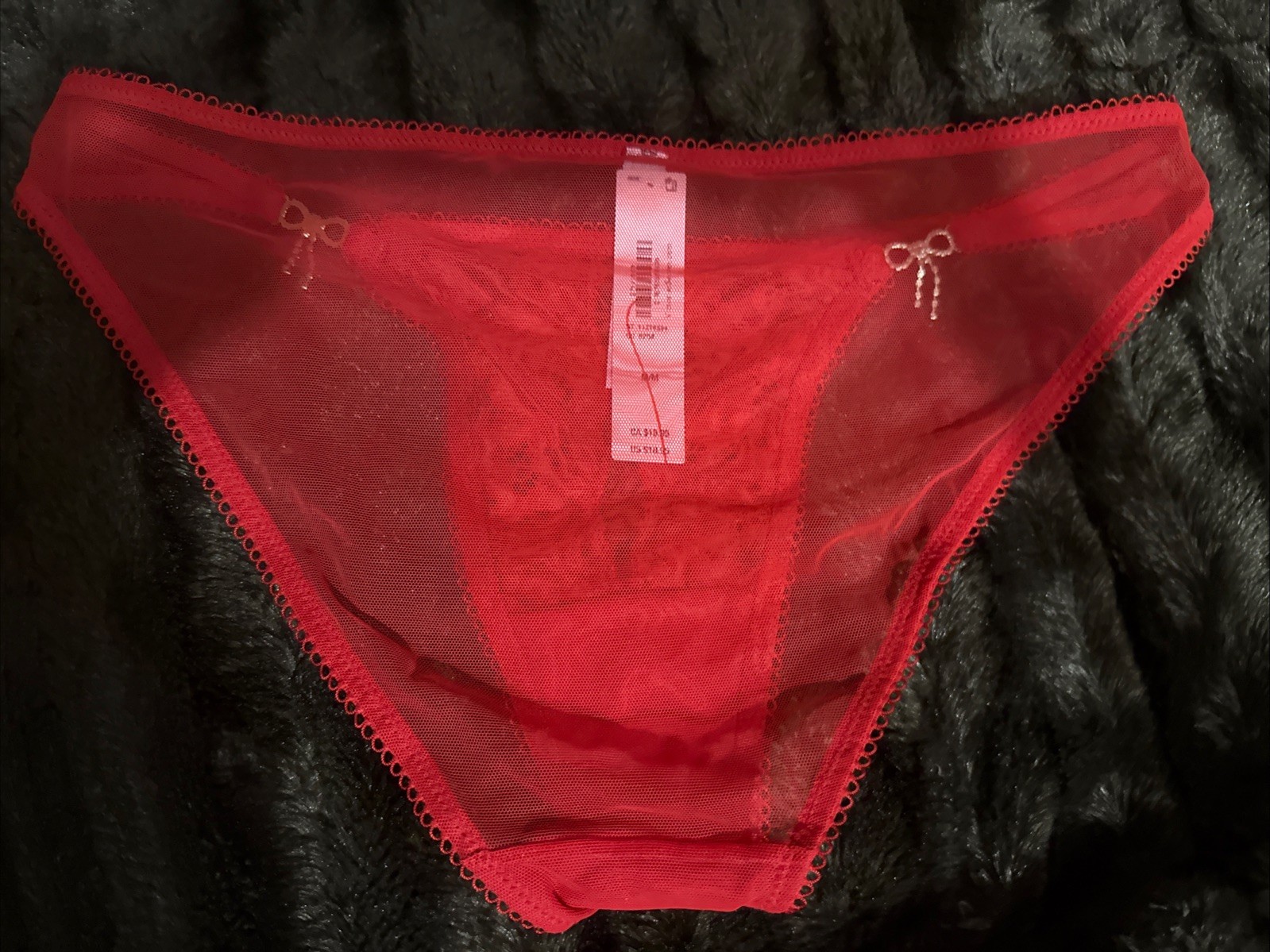 Victoria’s Secret Dream Angels Red Twinkle Bows Lace Bikini Panty MEDIUM NWT