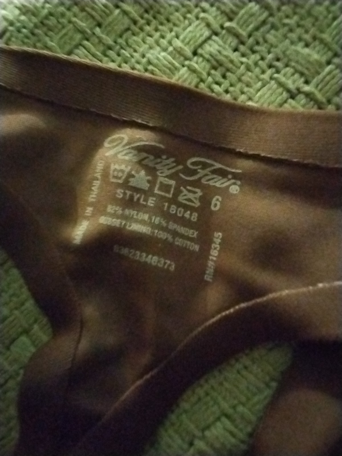 VANITY FAIR HIGH WAIST THONG BROWN CAFE MOCHA NYLON SIZE 6 NWT