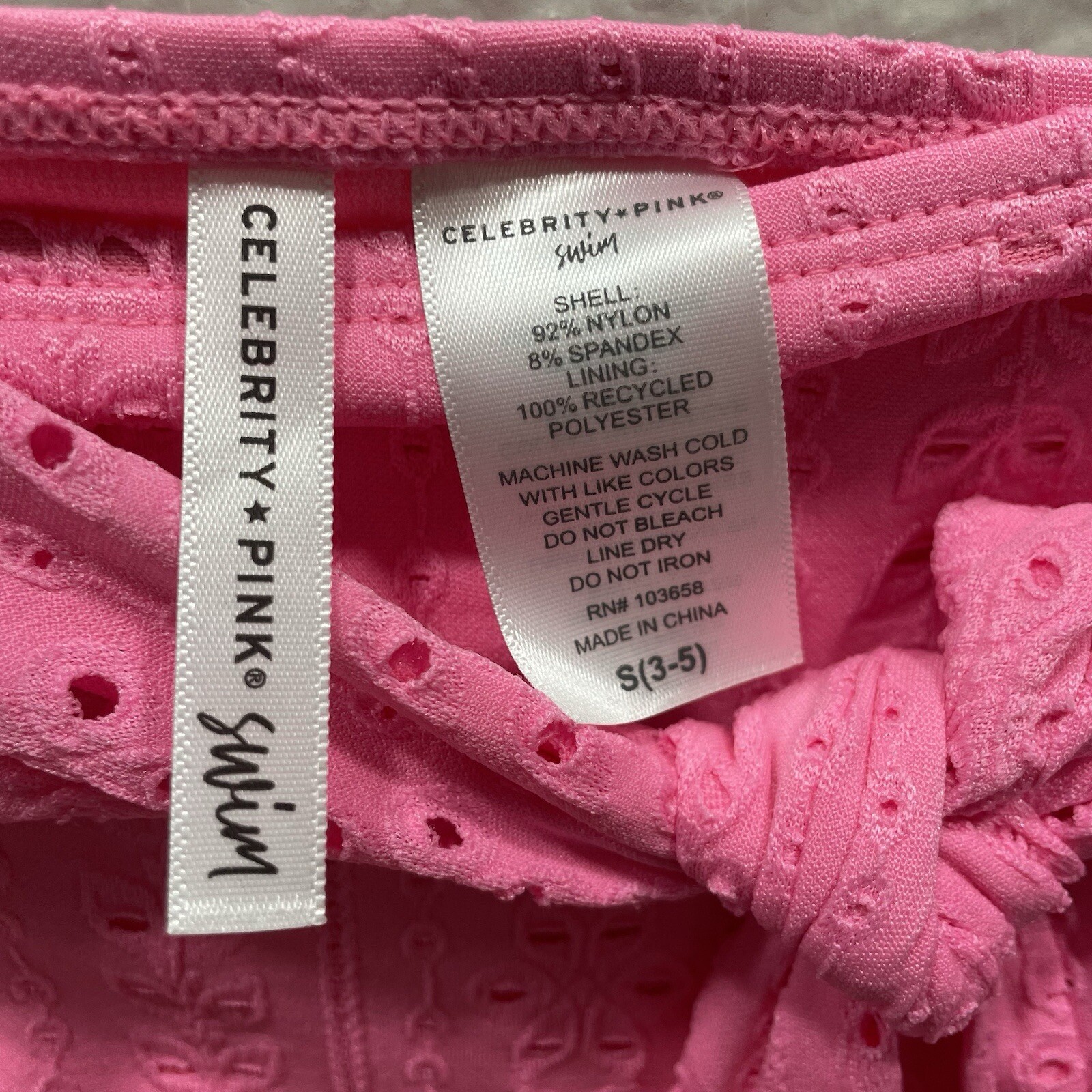 Celebrity Pink Swim NWT Pink Eyelet Side Tie Bottom Bikini Size S