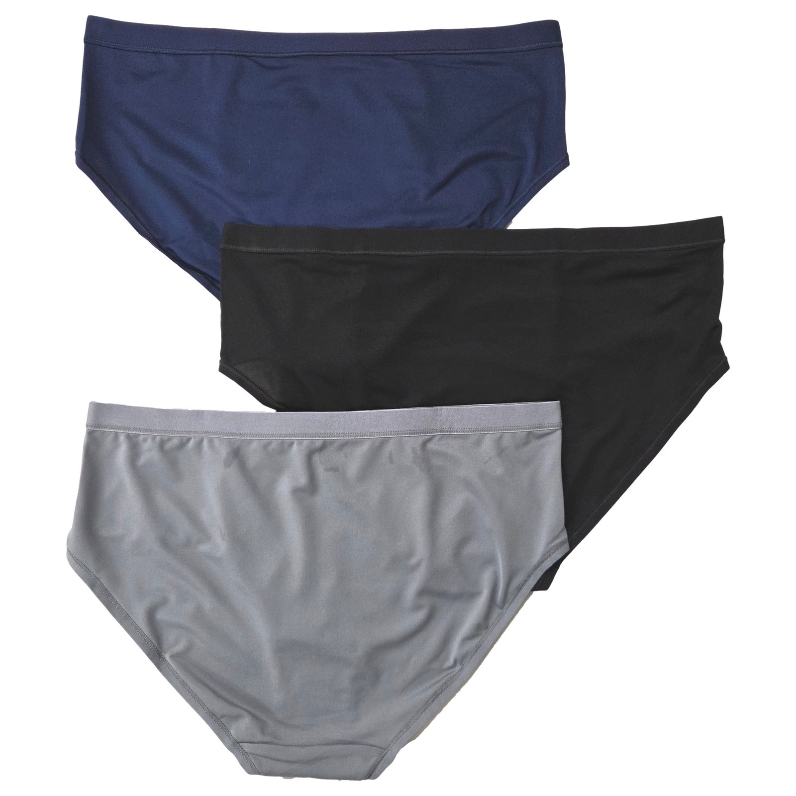 Warners Womens 3pc Tummy Smoothing Microfiber Hipster Panty Set Gray