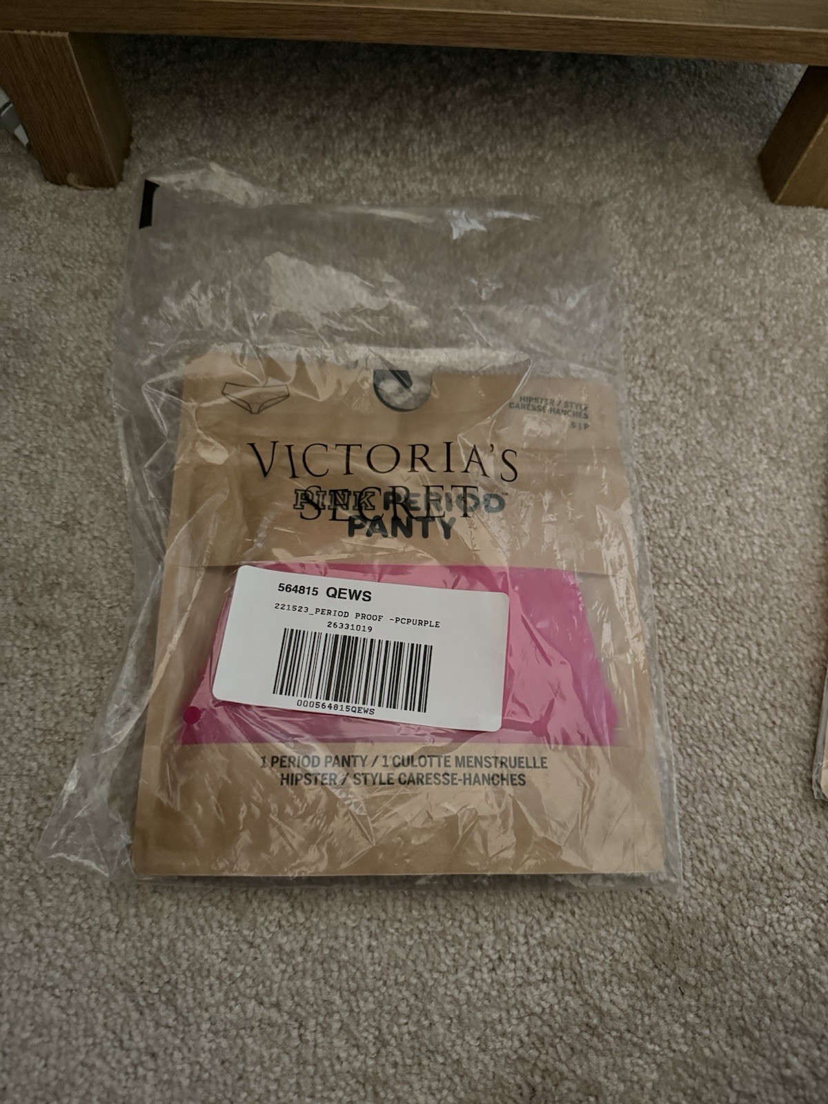 Victoria’s Secret Pink Period Panty – Hipster – Size S – Color Fuchsia NEW
