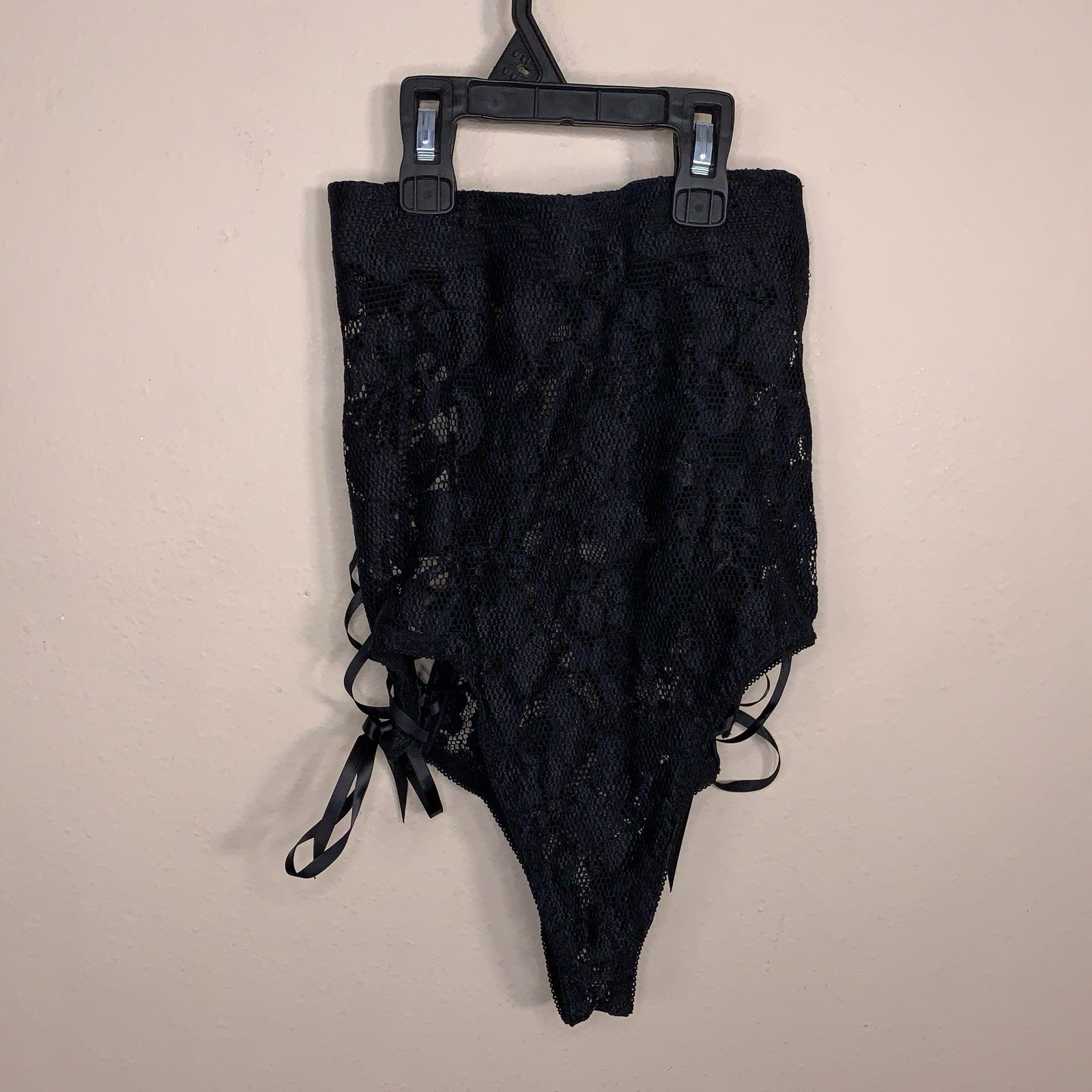 Small NWOT Black Lace Up High Waisted Panties Retro Gift