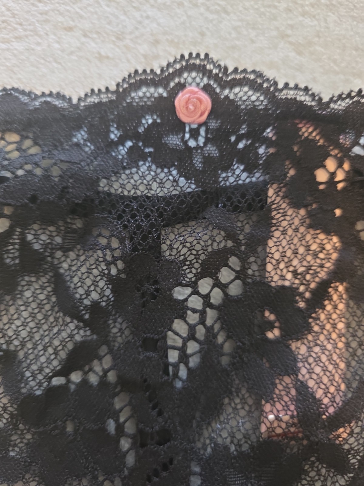 Victoria’s Secret L Large Bling RHINESTONE G-String Thong Lace Black NWT
