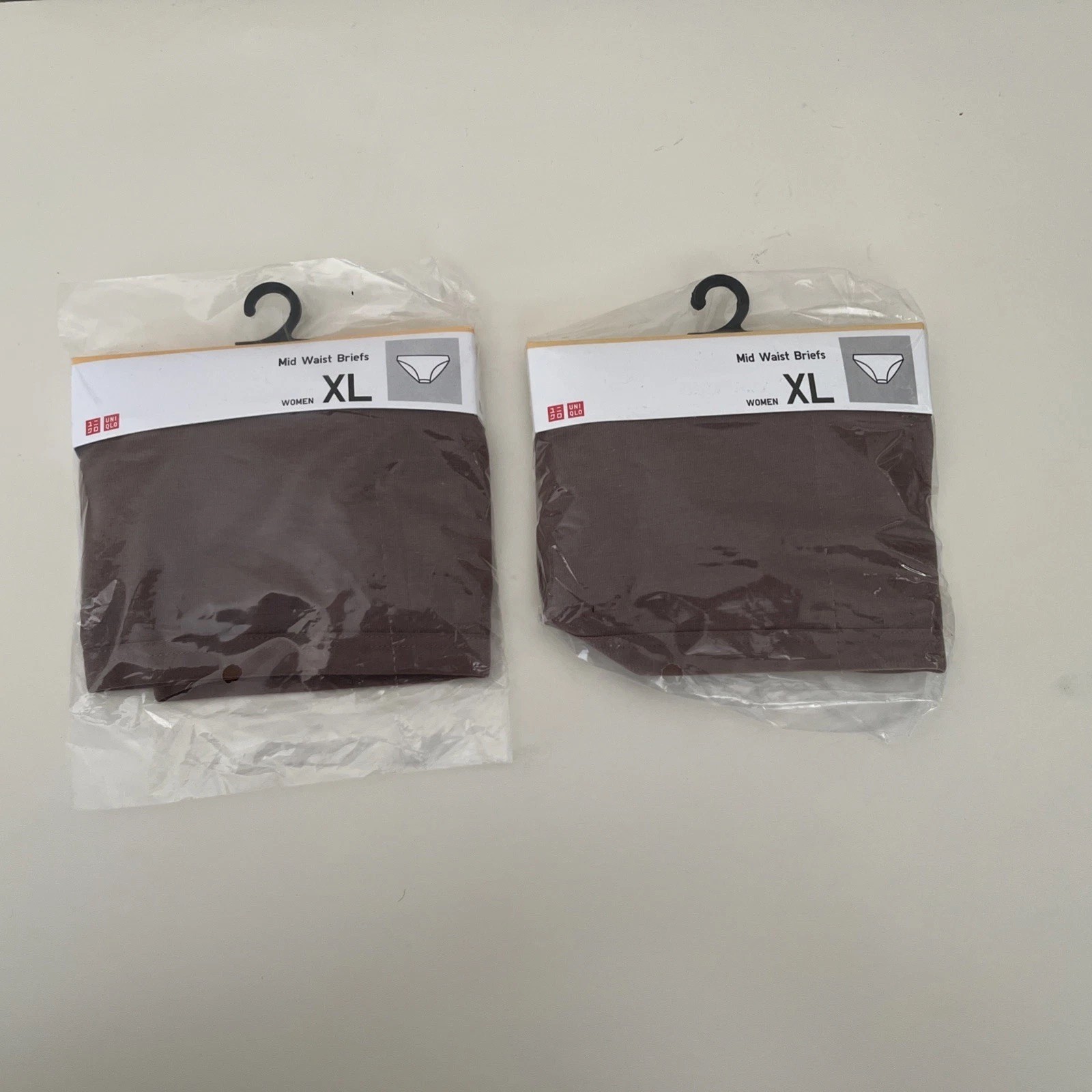 2 PRs UNIQLO SIZE XL MID WAIST BRIEFS UNDERPANTS -35 brown-43-45” HIP-RRP £15.90