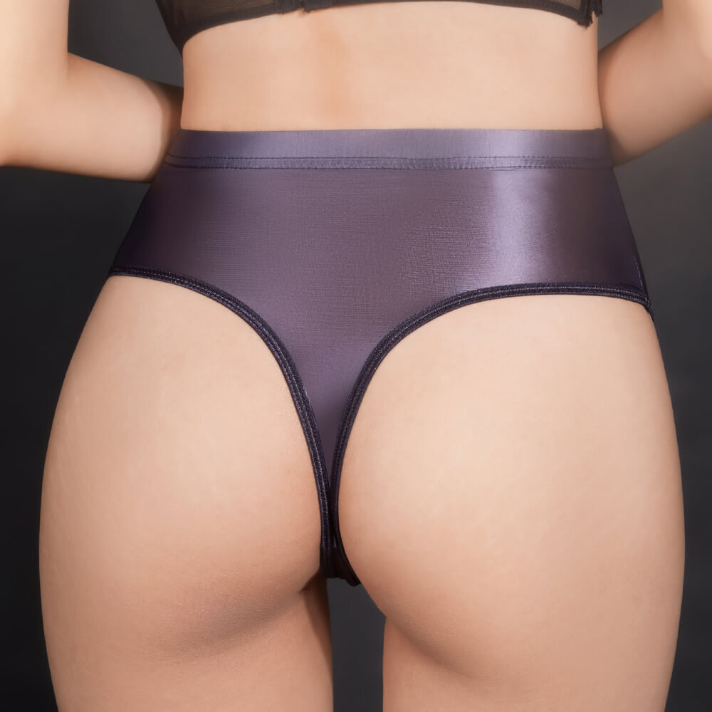 Womens High Waist Sheer Shiny Briefs Underwear Sexy Bikini Thong Panties Hipster