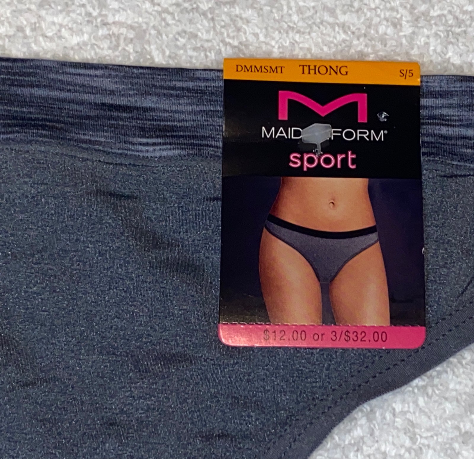 MAIDENFORM Sport Coolest Grey Breathable Thong Panty Womens S 5 M 6 XL 8 2XL 9
