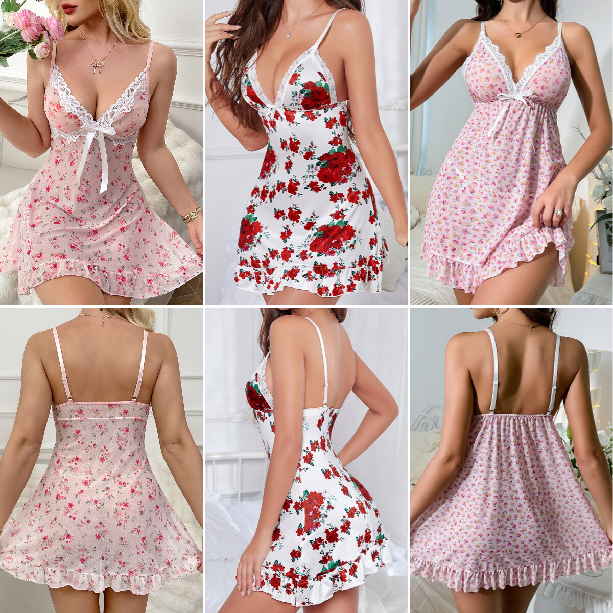 Women’s Sexy-Lingerie Babydoll G-string Sleepwear Underwear Lace Dress Nightwear