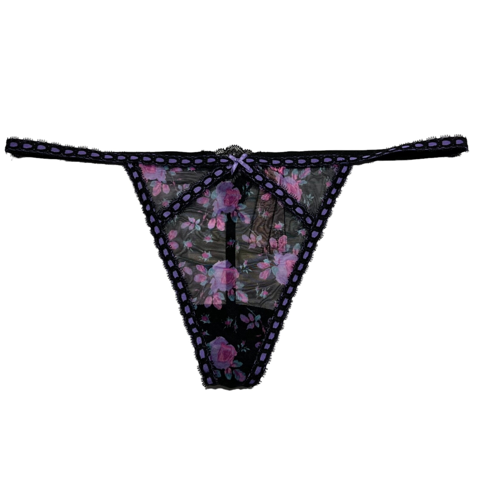 NWT VICTORIA’S SECRET Dream Angels V String Pantie Sz S-L-XL Purple Pink Floral