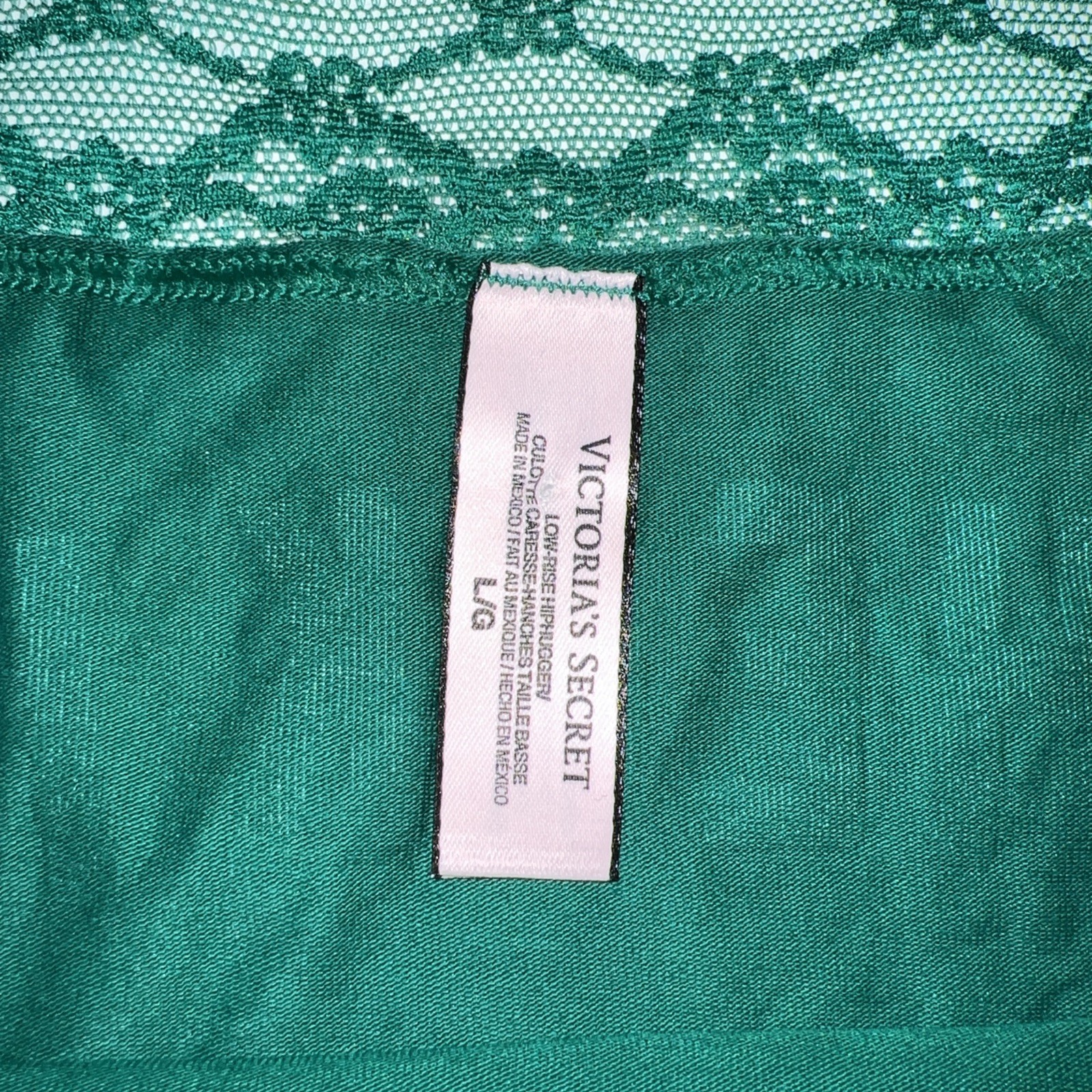 VICTORIA’S SECRET LARGE GREEN CHECK IT TWICE LACE RARE HIPHUGGER PANTIES