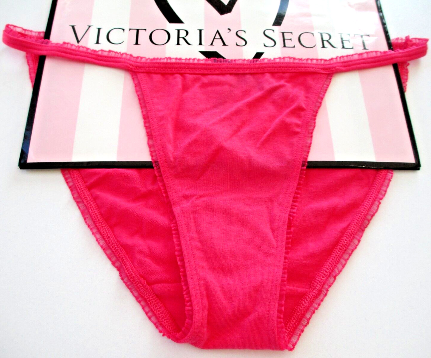 VICTORIA’S SECRET PINK Cotton String Bikini Panty VS Ruffle Mesh Heart S M L XL