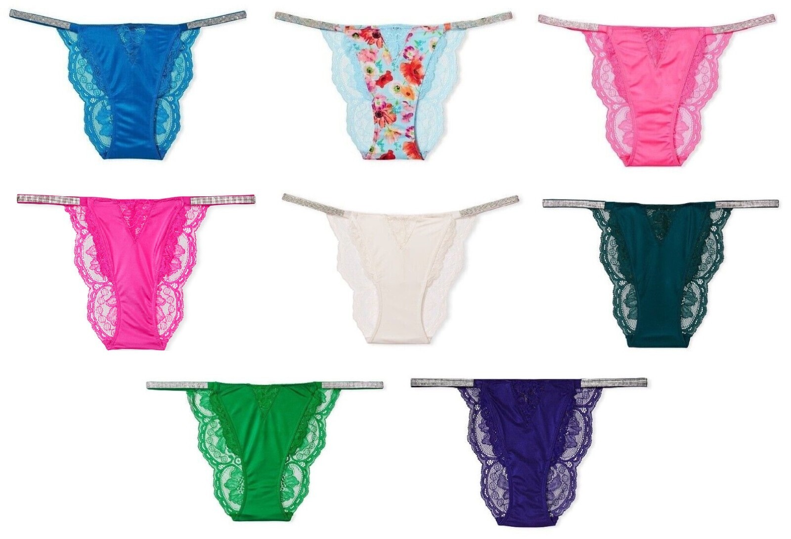 VICTORIA’S SECRET VERY SEXY SHINE STRAP LACE CHEEKY PANTY BLING XS S M L XL NWT