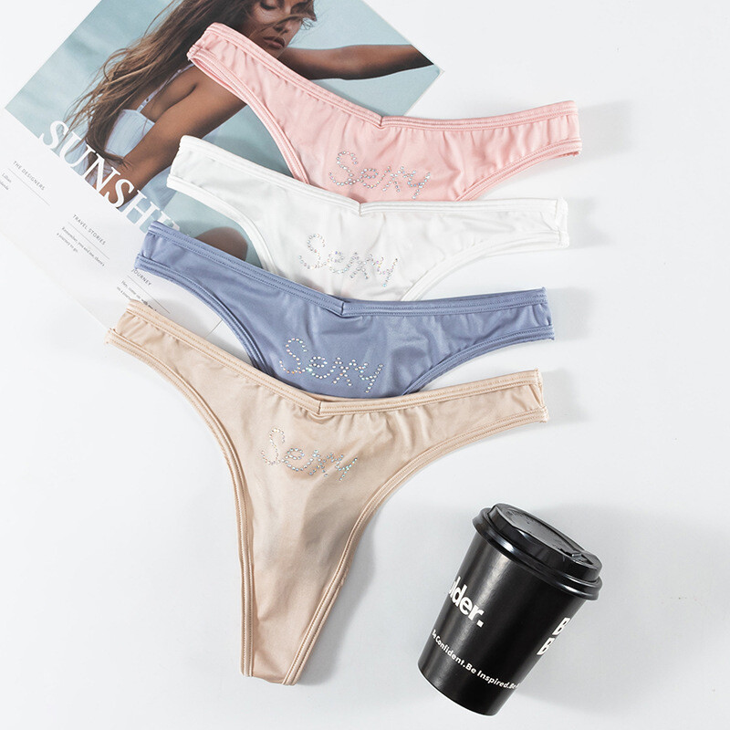 Pack Of 4 Womens Sexy Panties Brief Satin Thong Bikini Ladies Underwear Lingerie