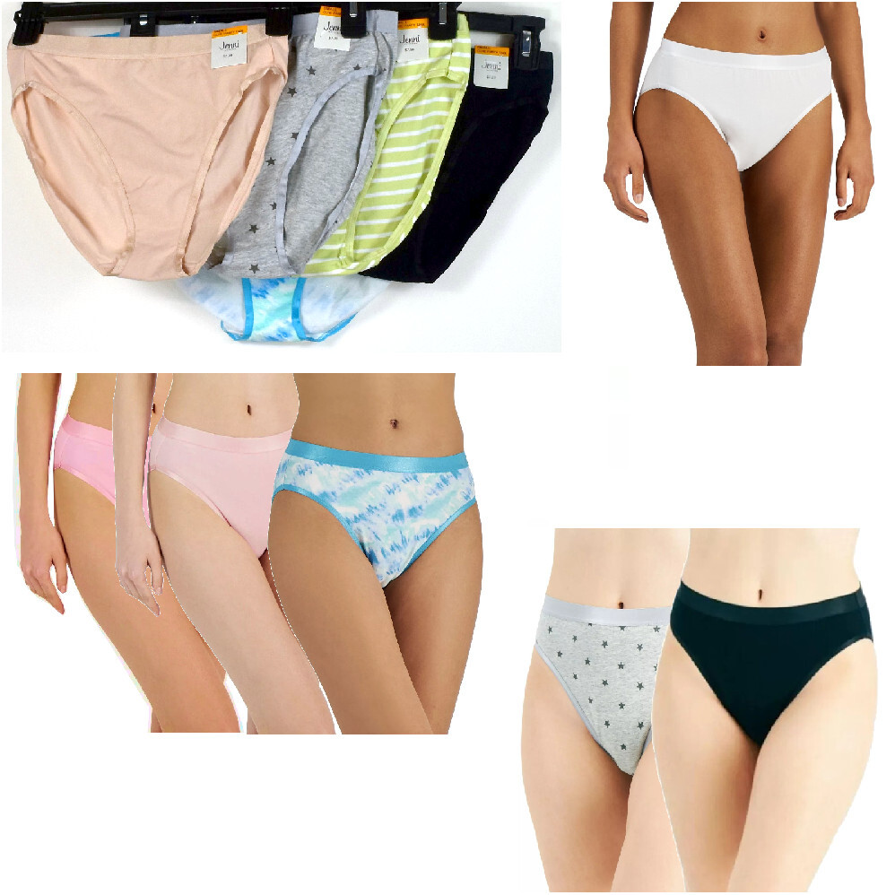 Jenni Satin Trim Cotton Blend Hi-Cut Bikini Choose Size & Color New Panty
