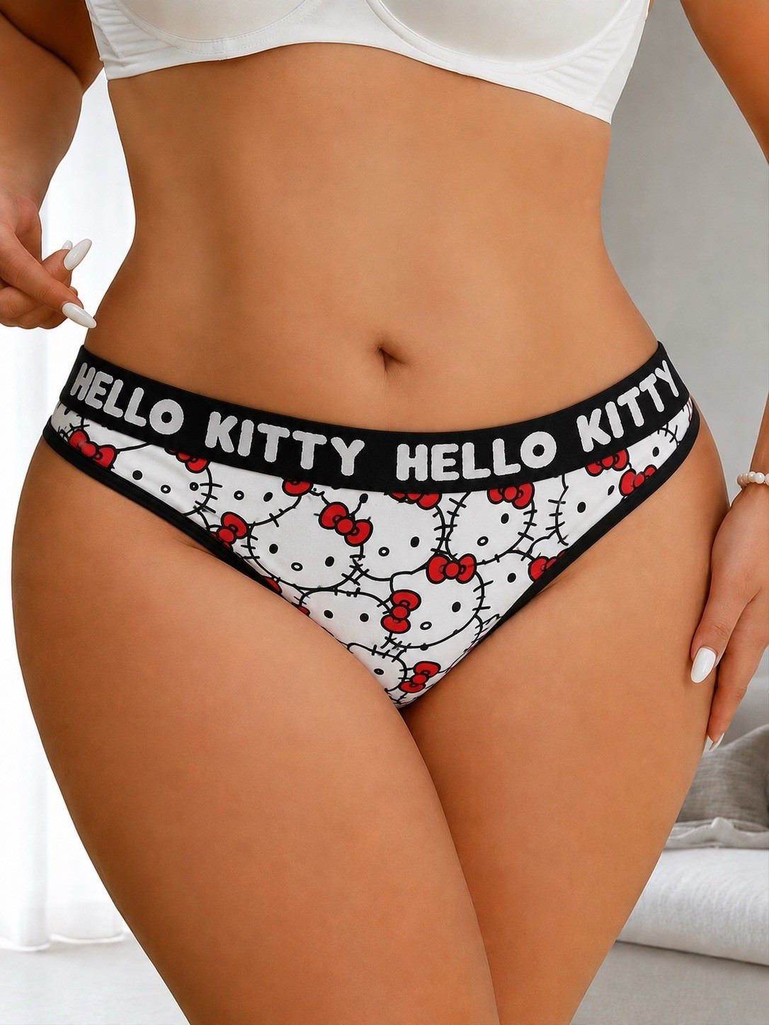 Women’s Teen Hello Kitty Bikini Panties Kawaii White/Black/Pink 2pk X-LARGE