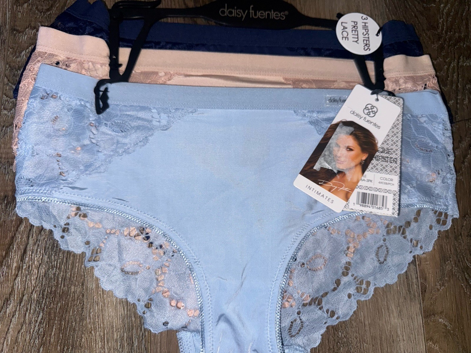 Daisy Fuentes ~ Womens Hipster Underwear Panties 3-Pair Polyester Blend (B) ~ L