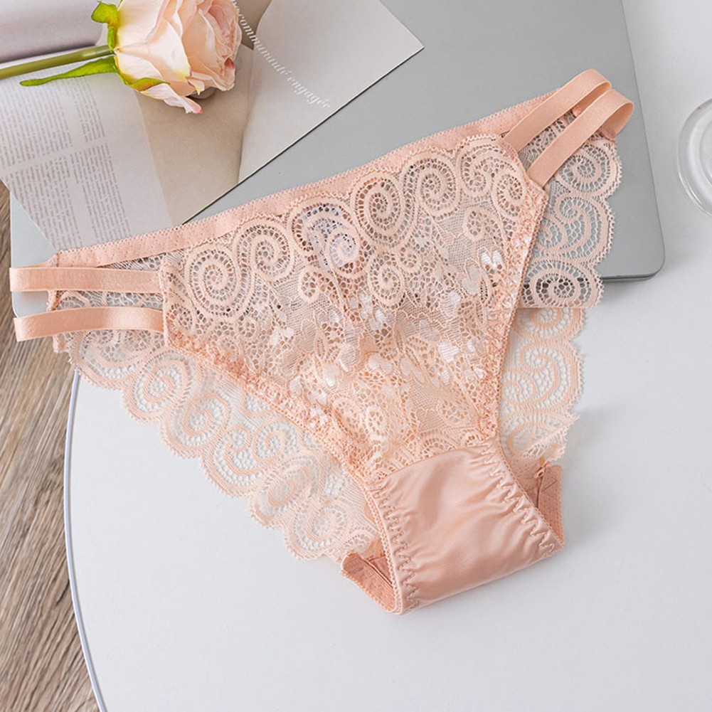 Women Breathable Triangle Underwear Comfortable Lace Hollow Cotton Nylon