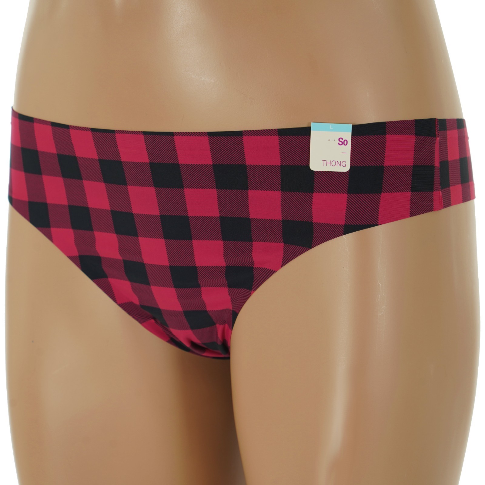 SO Junior’s SIZE 11-13 LARGE Black & Red BUFFALO CHECK THONG Panties #SO60001