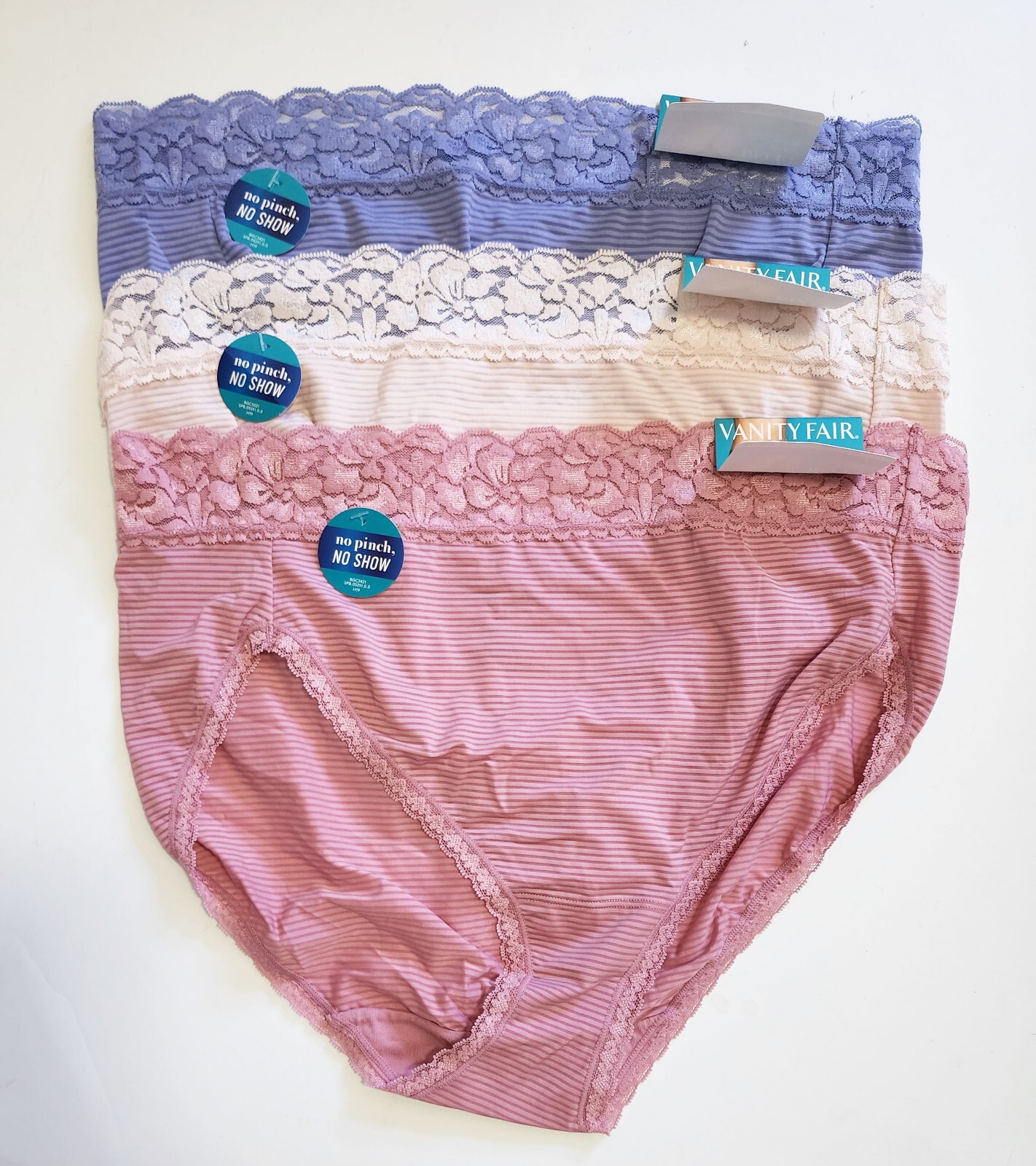 3 Vanity Fair Flattering Lace Hi-Cut Brief Panty Multi 13280 Sz 9/2XL – NWT