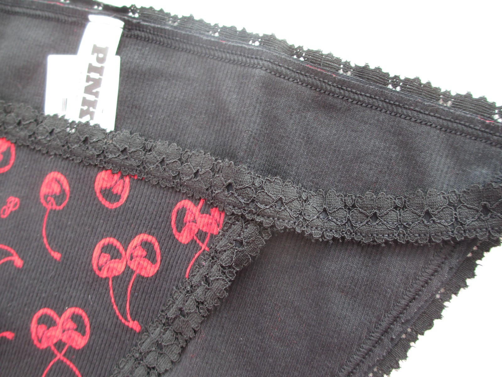 VICTORIA’S SECRET PINK Wink Cotton String Bikini Panty S M L XL Black Red Cherry