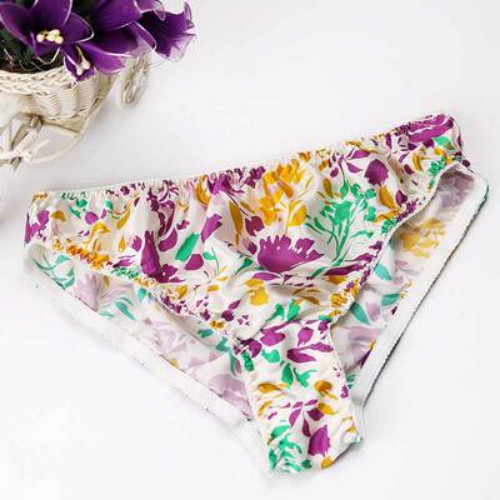 Womens Silk Panties Floral Pattern Lady Underwear Briefs Bottom Lovebay On Sales