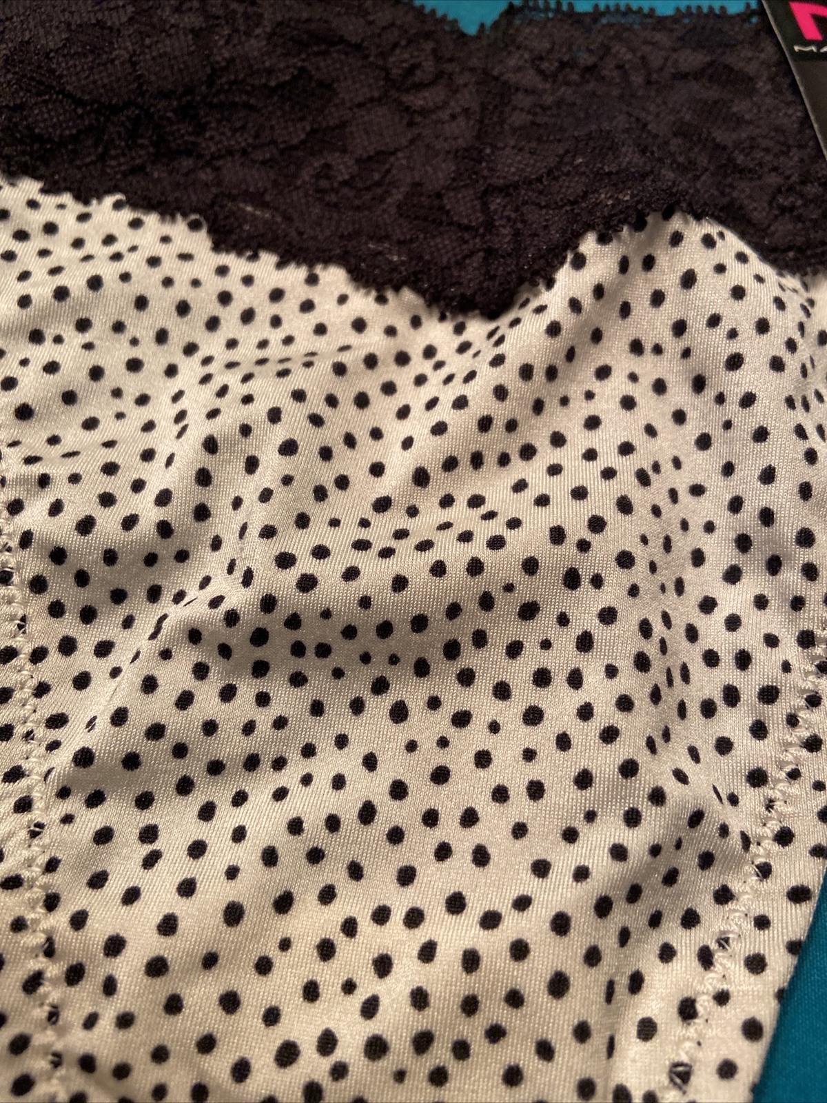 NEW! MAIDENFORM BLACK & WHITE SPECKLED THONG PANTIES W LACE /L/XL /$12/REDUCED