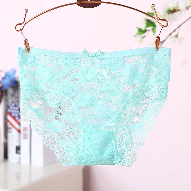 2pcs Sexy Girlie Underwear Lace Hollow Briefs Women Lace Transparent Knickers