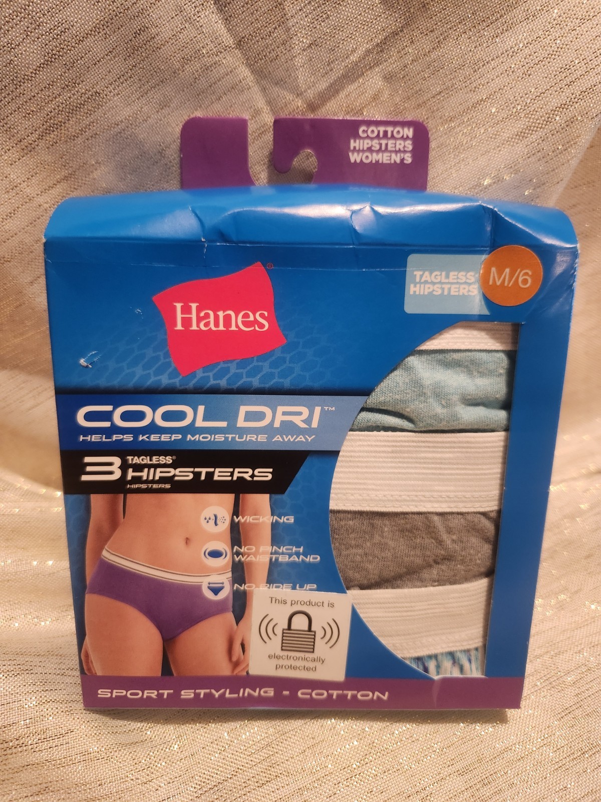 Hanes Cool Dri Women’s Tagless Hipsters 3 Pack Underwear Size M 6 NEW