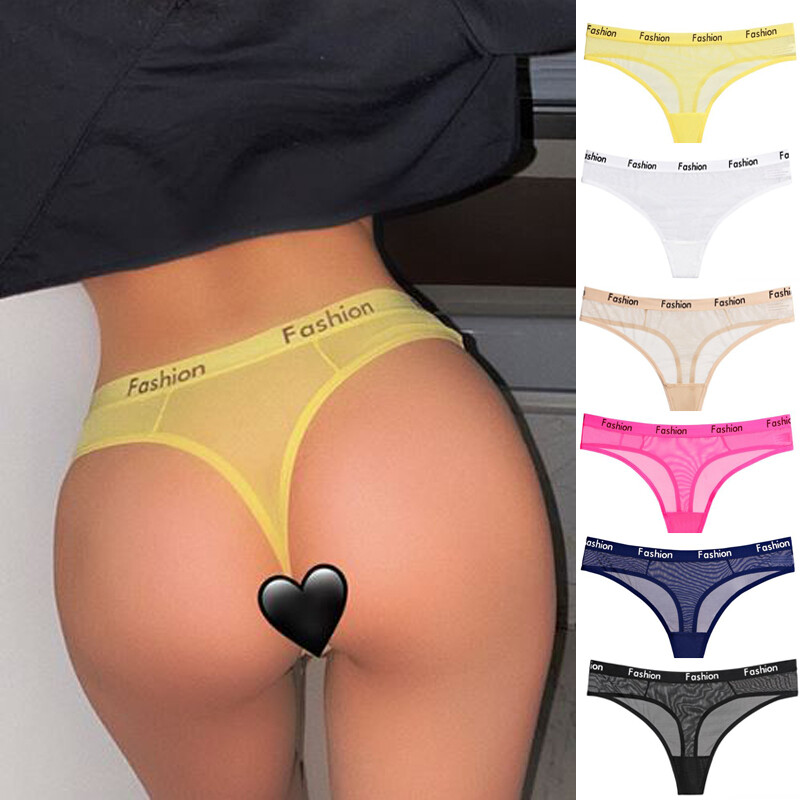 6 PCS Womens Sexy Panties Thong G string High Cut Sheer Ladies Underwear