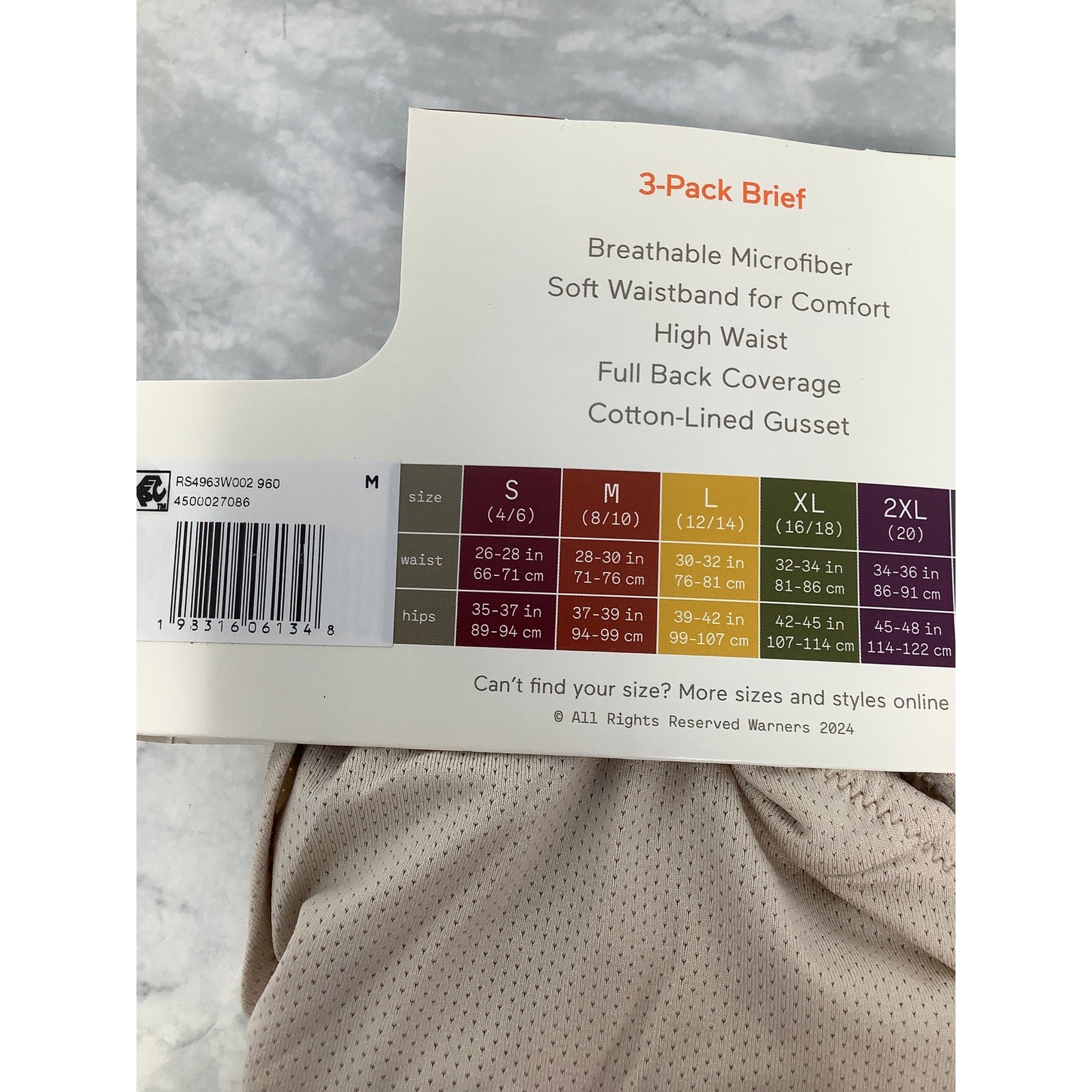 Warners Women’s Medium 3-Pack Dig-Free Comfort Waistband Microfiber Briefs D28-4