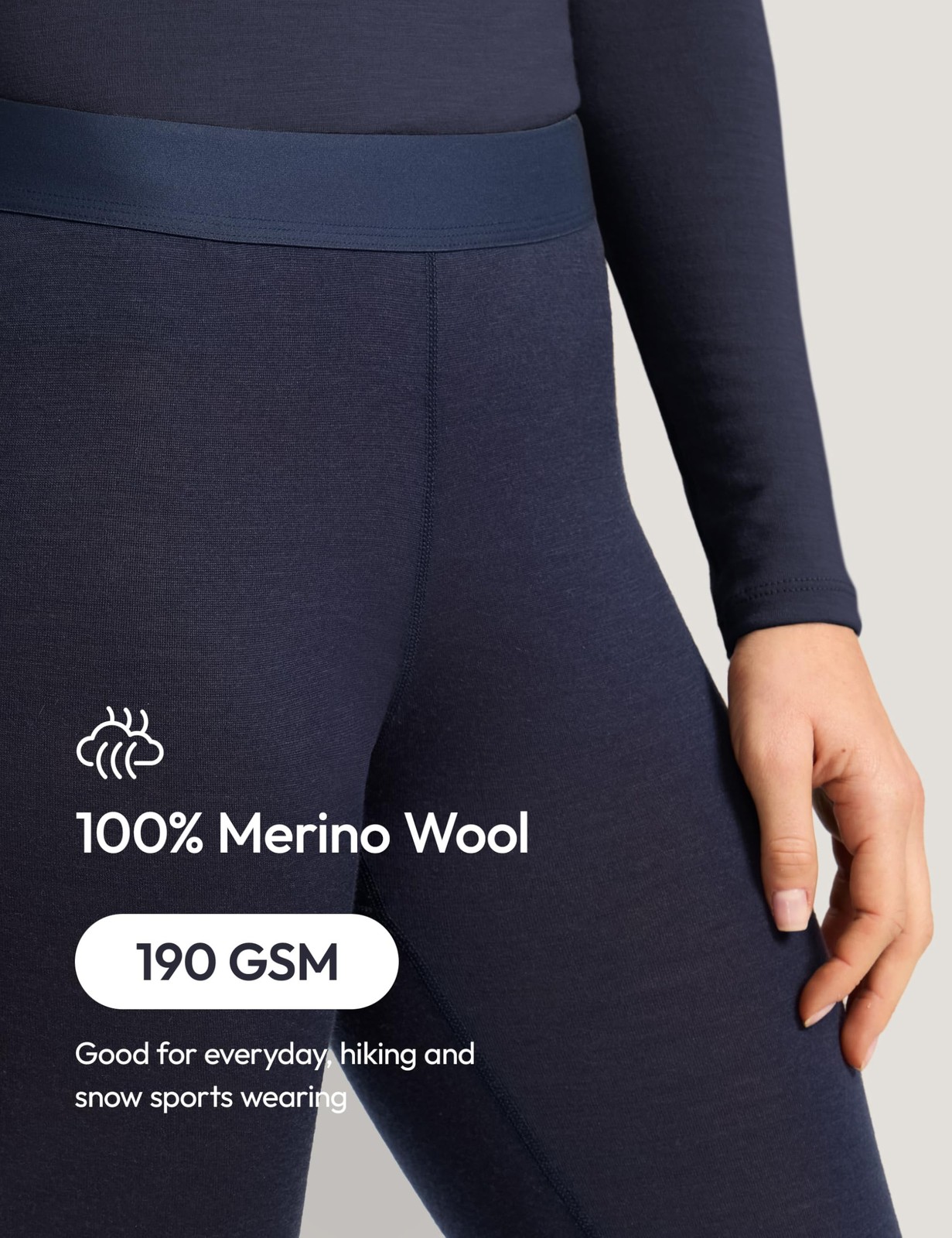 Womens 190 Merino Wool Base Layer Leggings – Hiking Outdoor Casual Thermal Un…