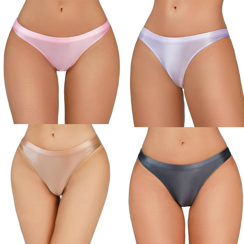 Pack Of 5 Sexy Womens Satin Panties Bikinis Briefs Low Rise Underwear Lingeries