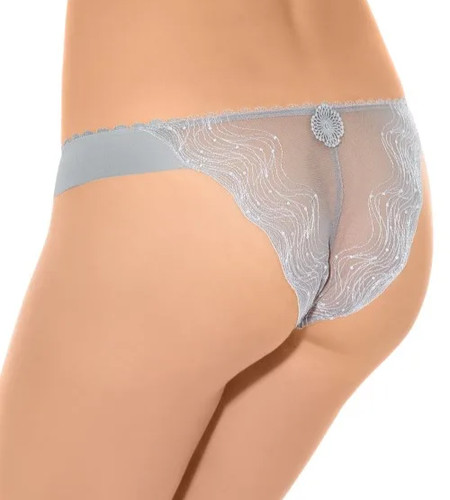 Wacoal Cherish Silver Grey Tanga Briefs 14 Large Sheer Lace front knickers panty